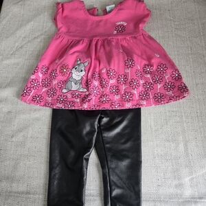 Baby Bundle - Disney Baby Pink Floral Bunny Top and Black Accent